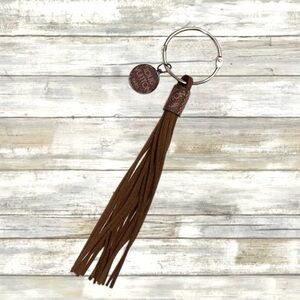 Handmade Faux Leather Tassel Keychain